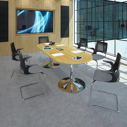 Trumpet Base Boardroom Radial End Extension Table