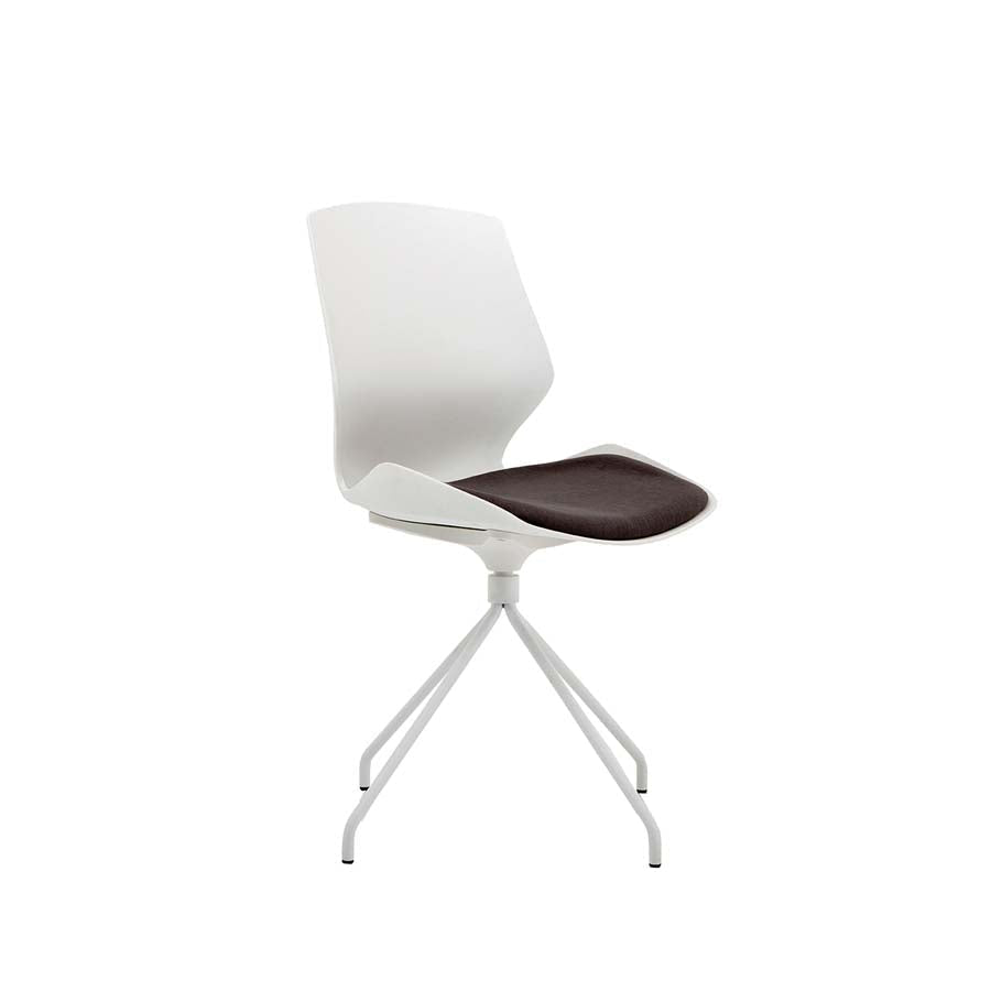 Florence Spindle White Frame Dark Grey Fabric Seat Visitor Chair