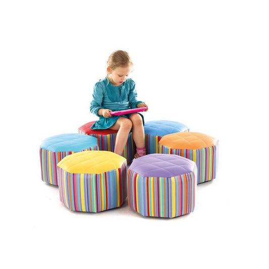 Small Hexagonal Pouffes Set Of 6